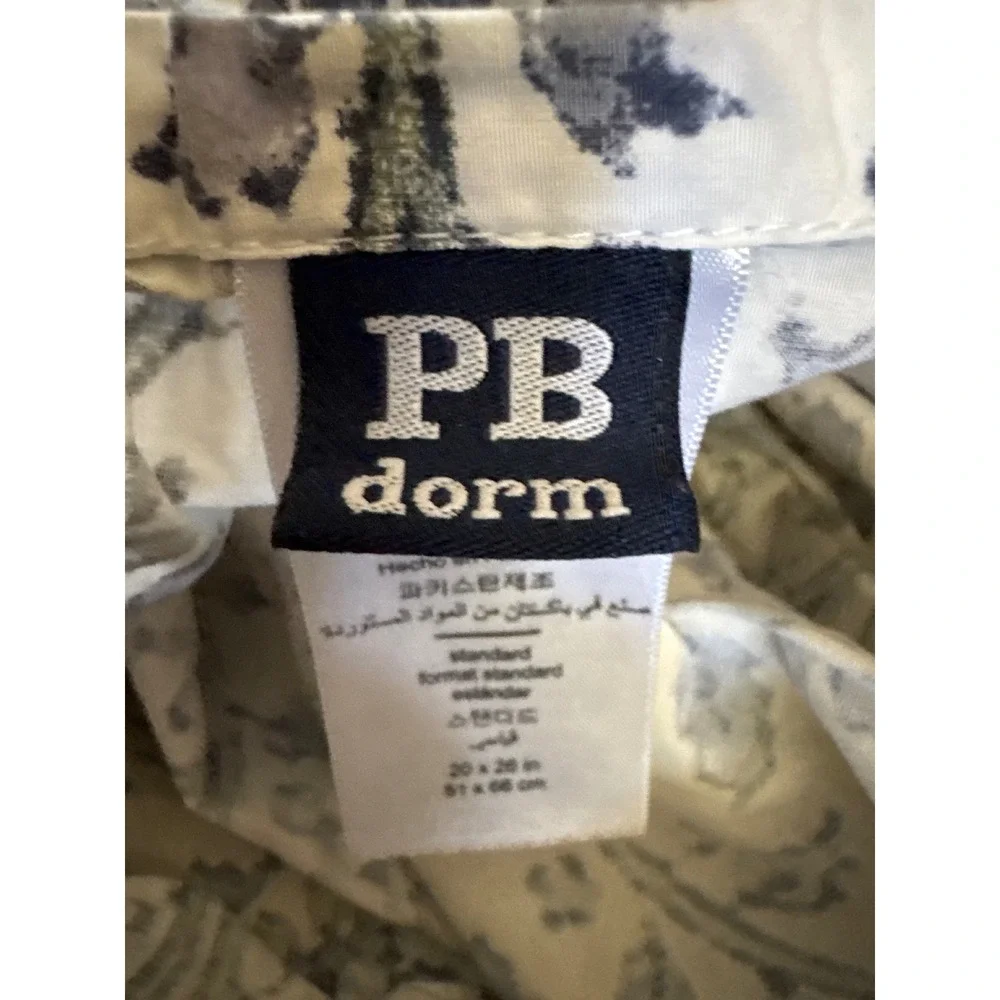 PB Dorm Pottery Barn Blue White Floral Organic Cotton Standard Pillow Shams-2